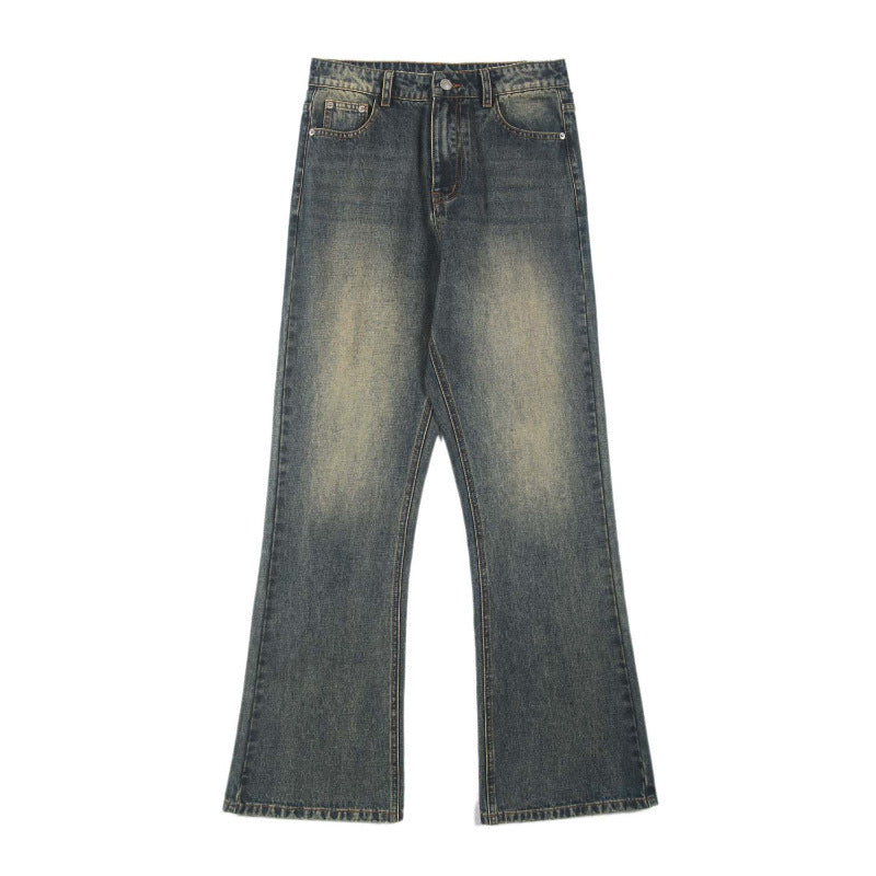 Retro Rust Blue Jeans Men's Loose Mop