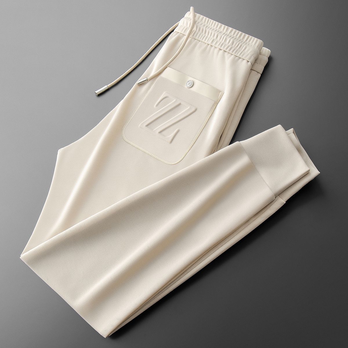 Embroidered Sports Style With Letters Casual Pants Men's Thin