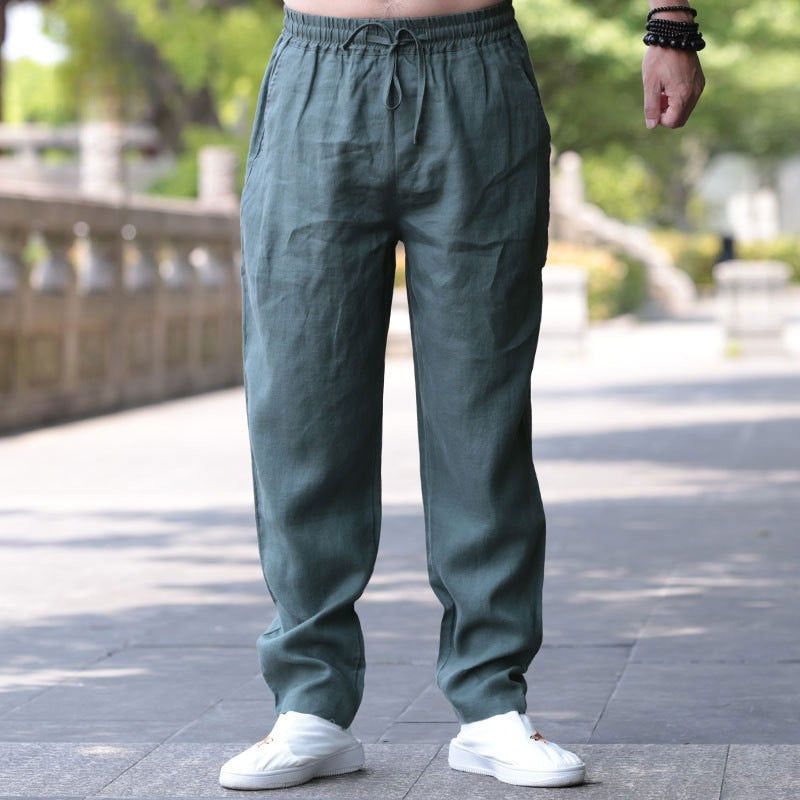 Men's Cotton And Linen Loose Casual Trousers