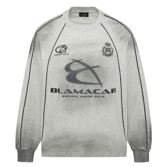 Distressed Letters Printed Long Sleeve Crew Neck Sweater Men's