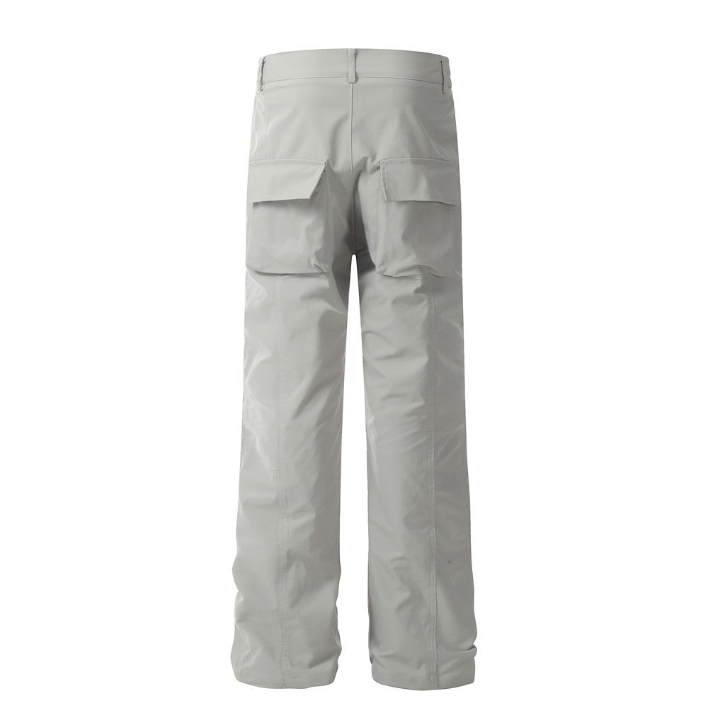 Men's Solid Color Loose Pockets Decorative Trousers