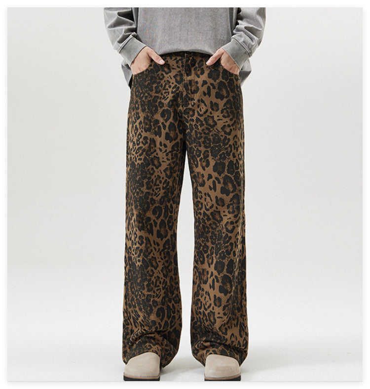 American Vintage Leopard Print Jeans For Men