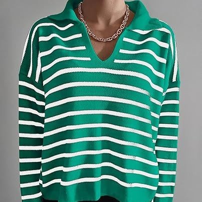 College Style Striped Knitted Striped Long Sleeve