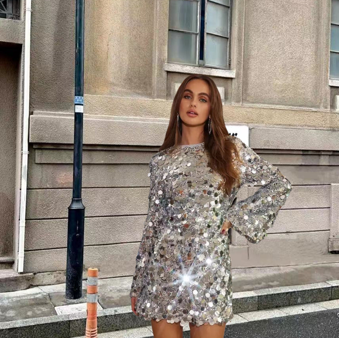 New Style Silver Sequins Dress