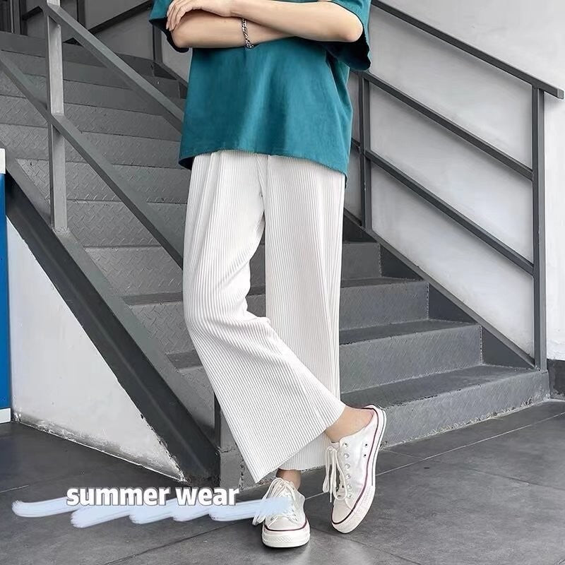 Casual Pleated Straight Hong Kong Style Thin Wide-leg Pants