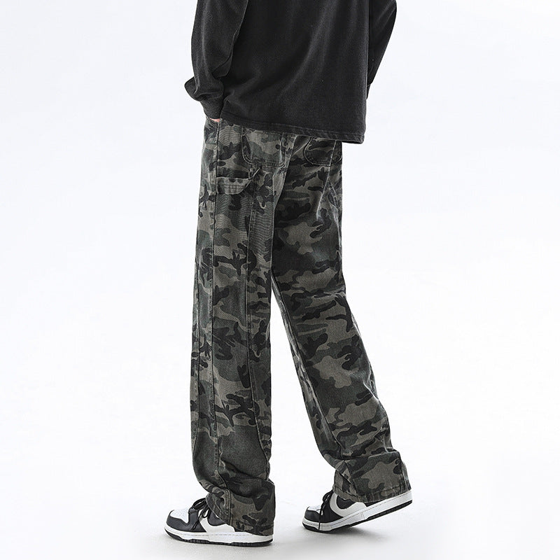 American Camouflage Jeans Men And Women Heavy Loose Distressed