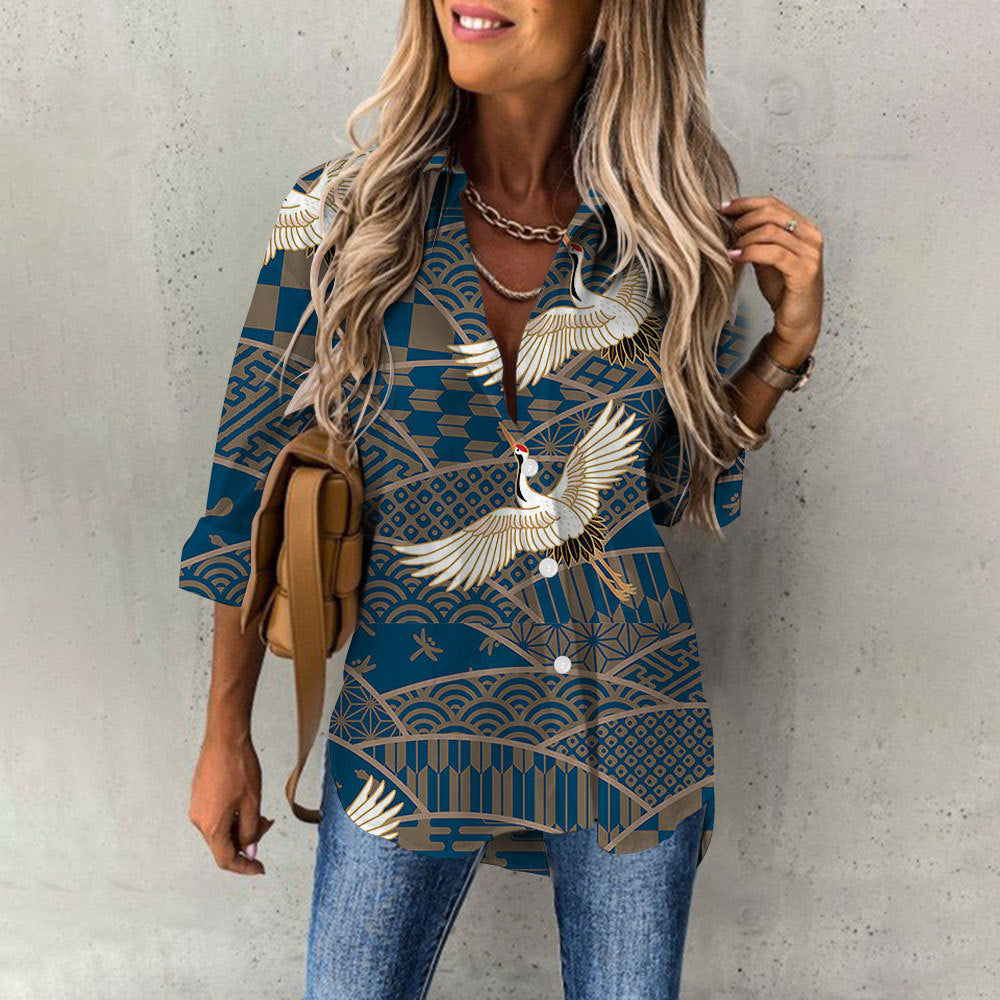 Women's Casual Digital Printing Large Upper Garment Shirt