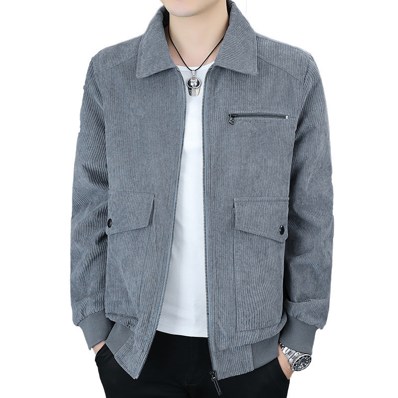 Men's Jacket All-match Work Handsome Top Trendy Youth Corduroy Jacket