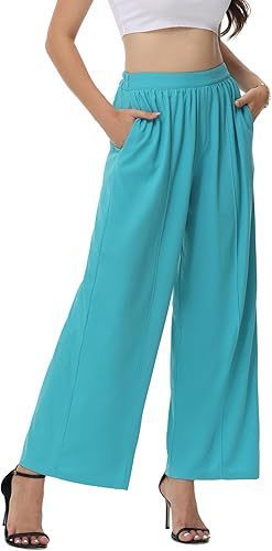 Women's Wide Leg Pants Waffle Knitted High Waist