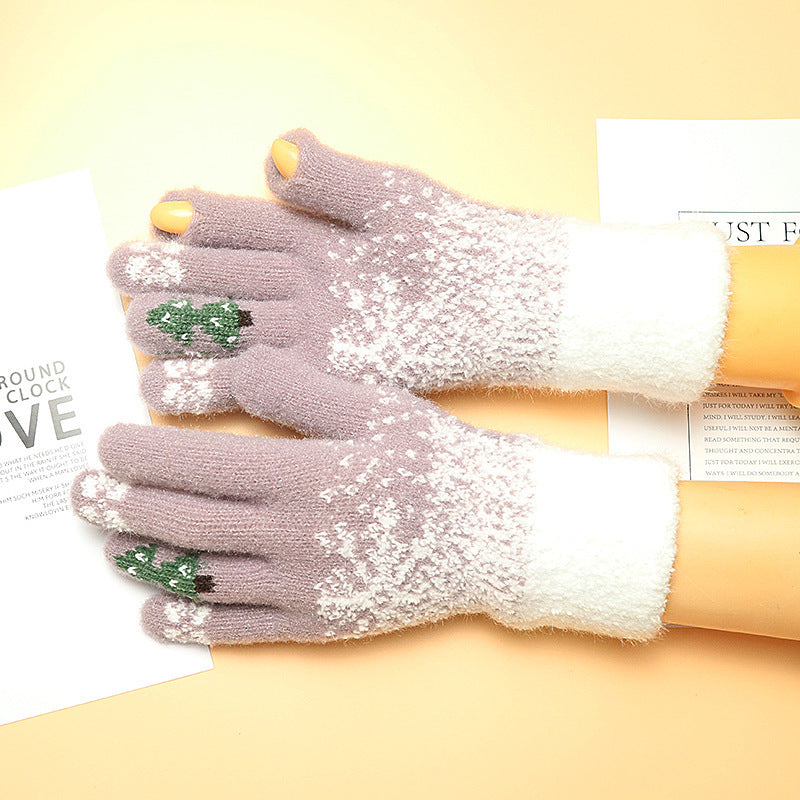 Thermal Gloves Women's Open Finger Touch Screen Fleece-lined