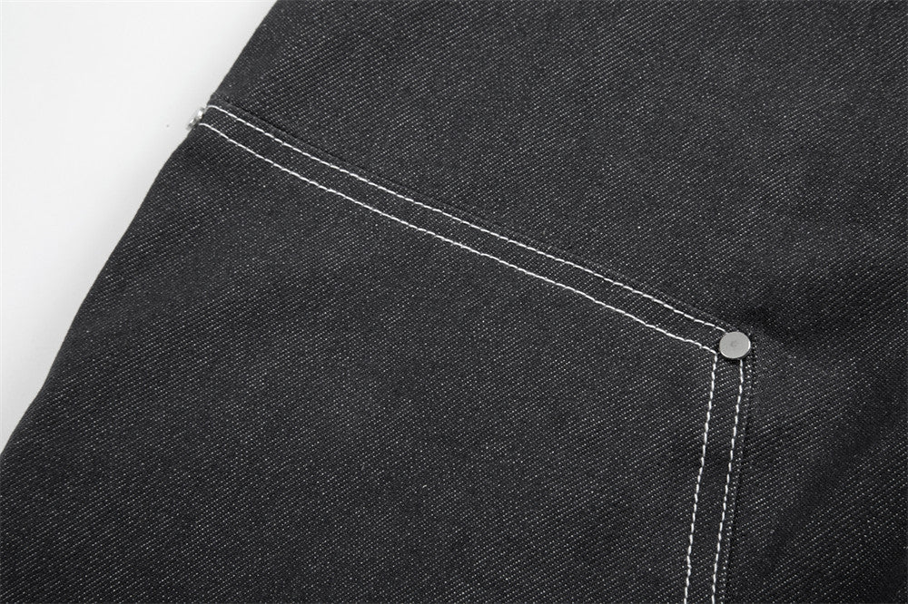 Pressure Line Denim Straight-leg Pants Men's Slim Fit Feet