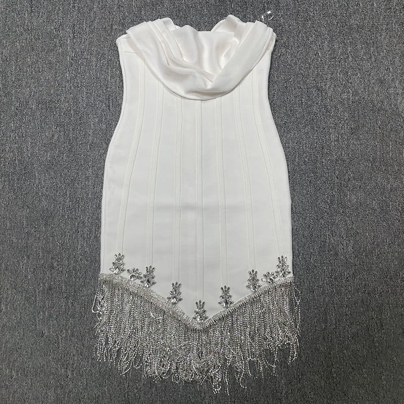 Tassel Tube Top Pile Collar Temperament Bandage Women's Clothing Dress