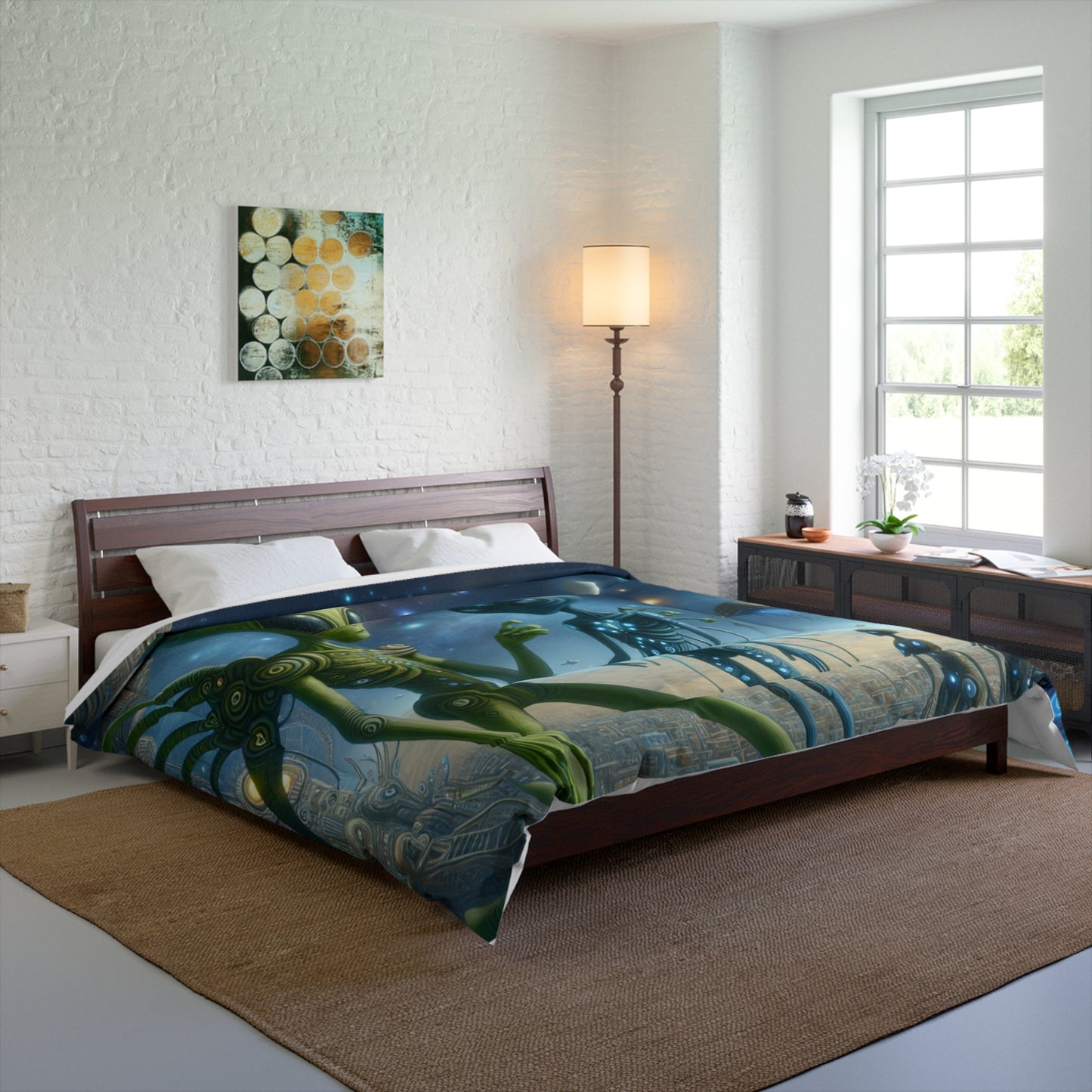 Cosmic Alien Comforter - Futuristic Space Design for Sci-Fi Lovers
