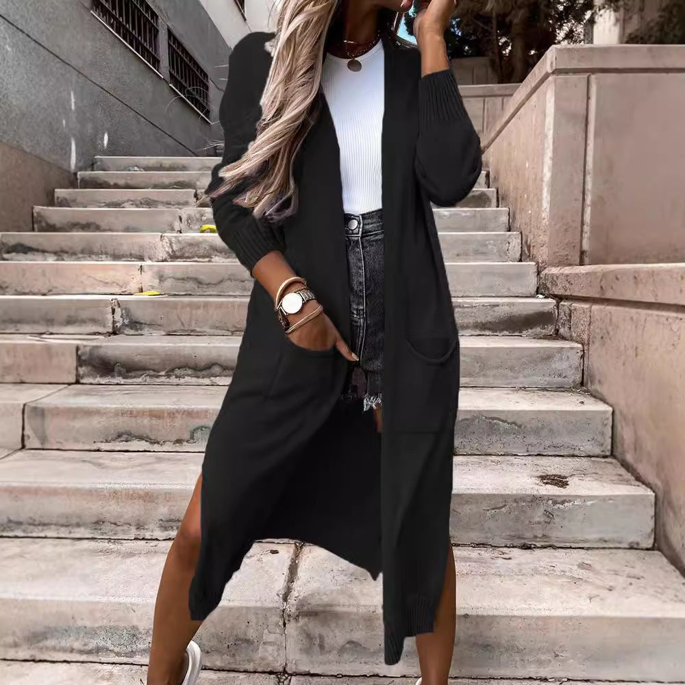 Knitted Long Loose-fitting Women's Coat