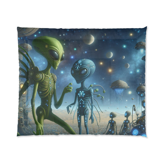 Cosmic Alien Comforter - Futuristic Space Design for Sci-Fi Lovers