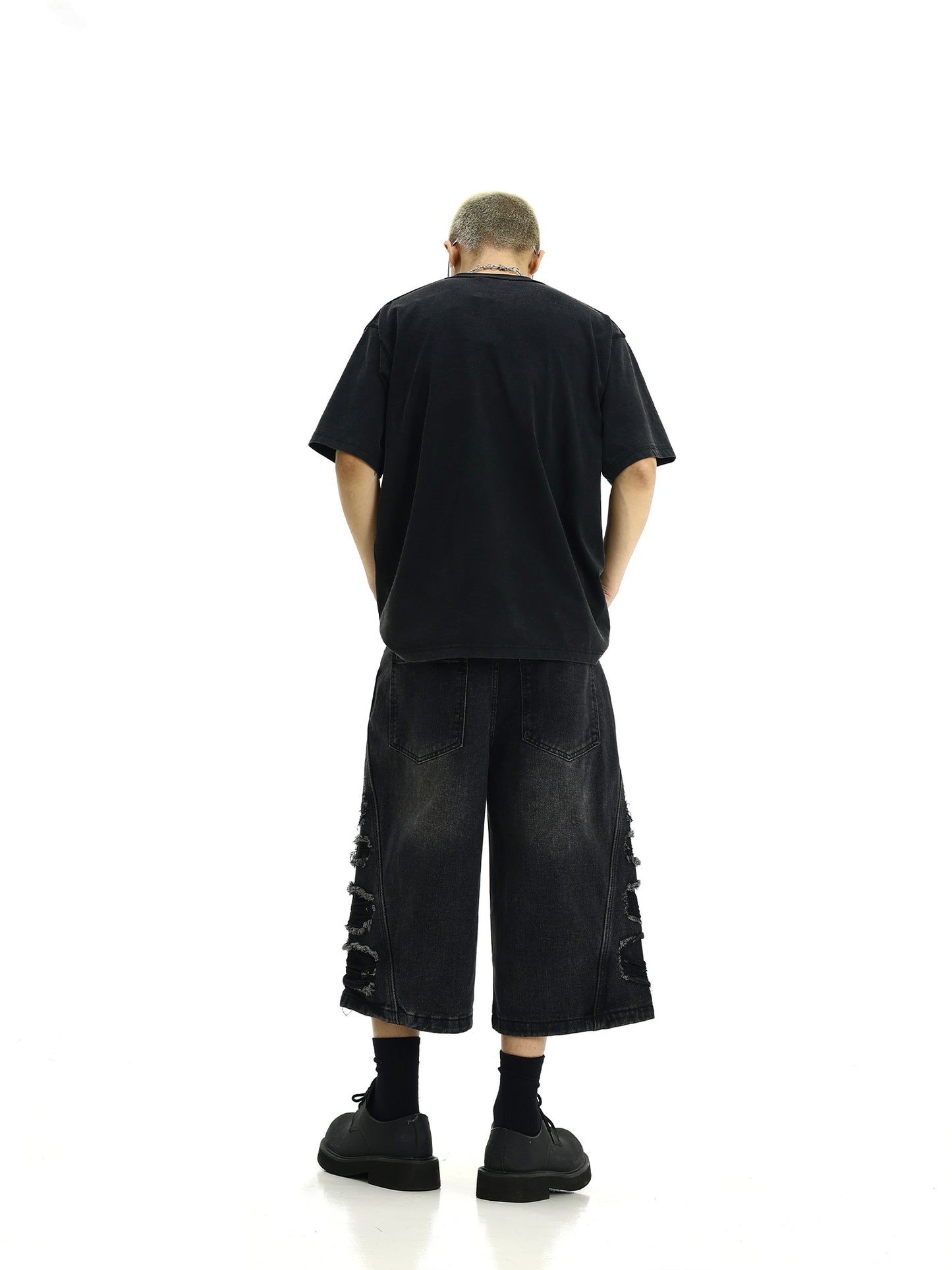Washed Do The Old Cowboy Shorts Loose Straight Cropped Pants
