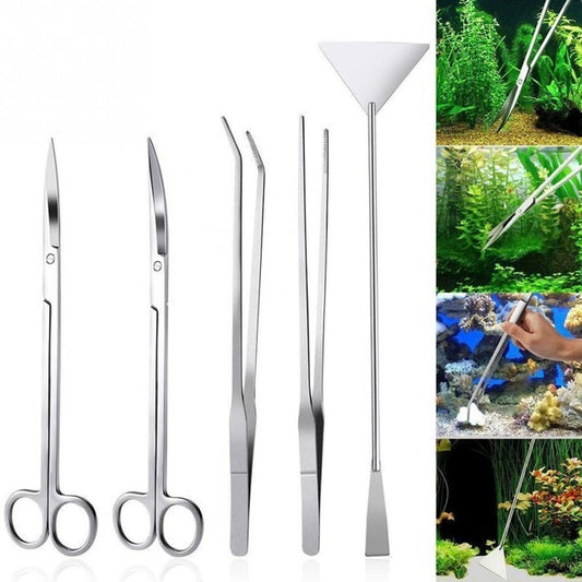 Aquarium Aquatic Weed Tool Kit Scissors Clip Flat Sander Fish Tank Cleaning Kit Set