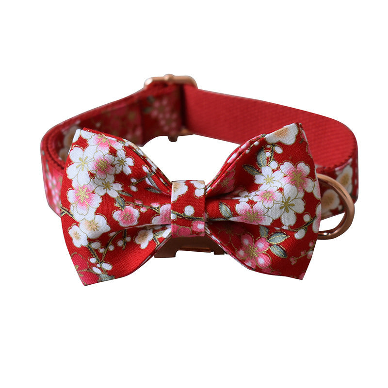 Red And Flower Style Female Dog Dog Pen And Dog Leash Set