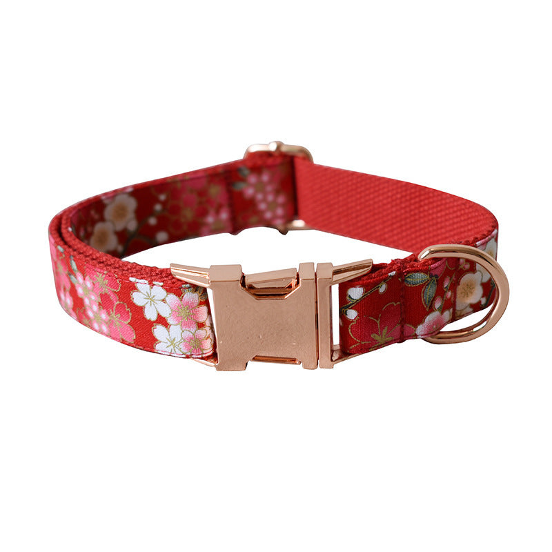 Red And Flower Style Female Dog Dog Pen And Dog Leash Set
