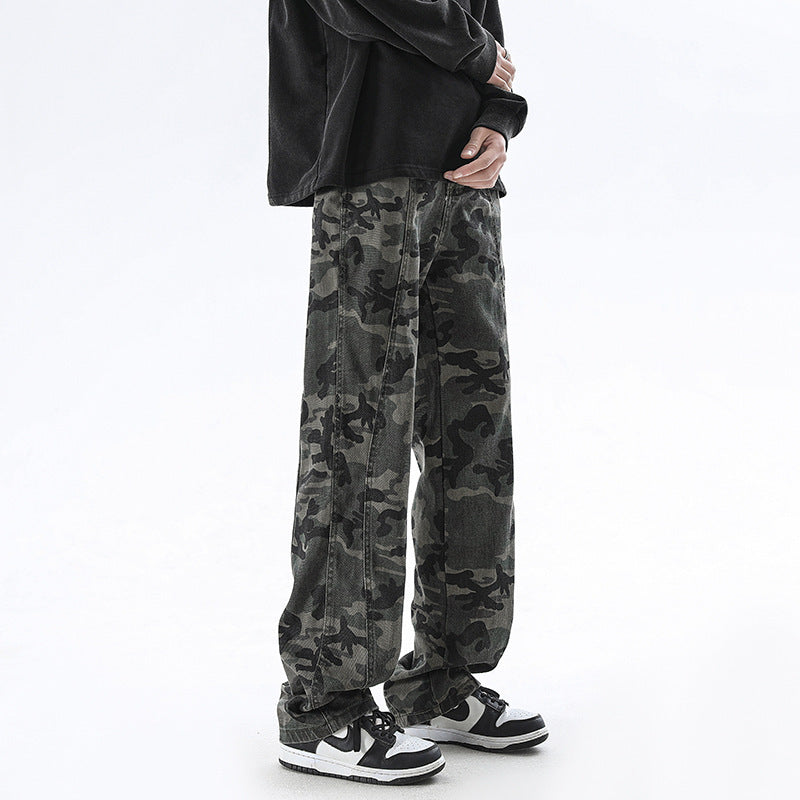 American Camouflage Jeans Men And Women Heavy Loose Distressed