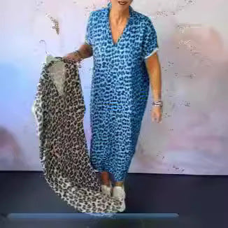 Women's Spring And Summer Leopard Print Dress Thread Cuff