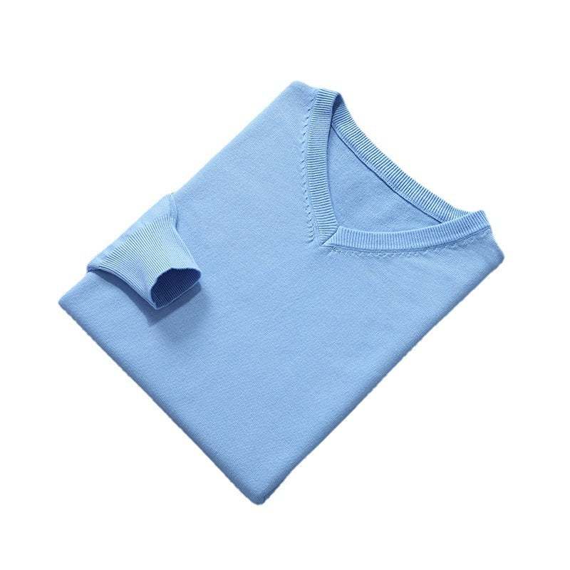 Sweater Men's V-neck Loose Solid Color Knitted Bottoming Shirt