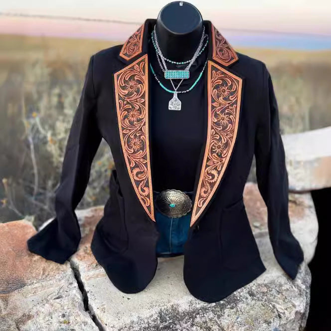Women's Casual Versatile Printed Slim Fit Suit Jacket