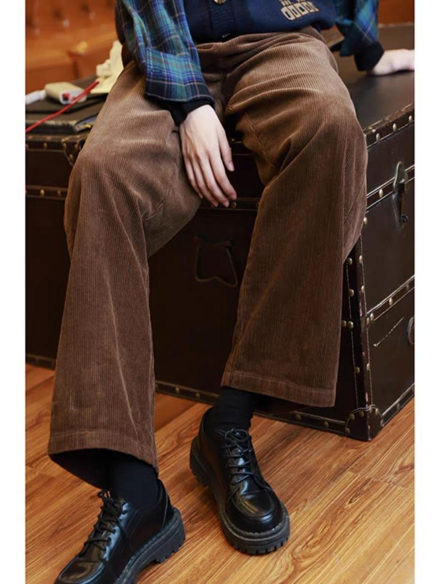Suit Pants Women's High Waist Corduroy Slimming