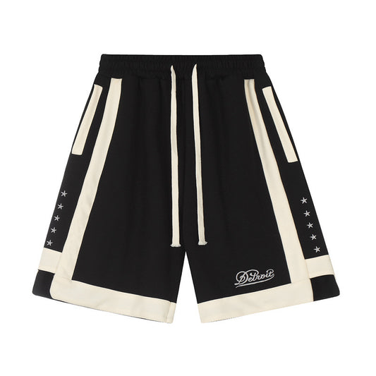 American Street Stitching Contrast Color Stripes Hip Hop Shorts Men
