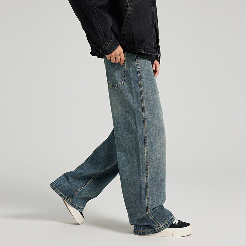 Men's Retro Loose Wide Leg Ripped Jeans