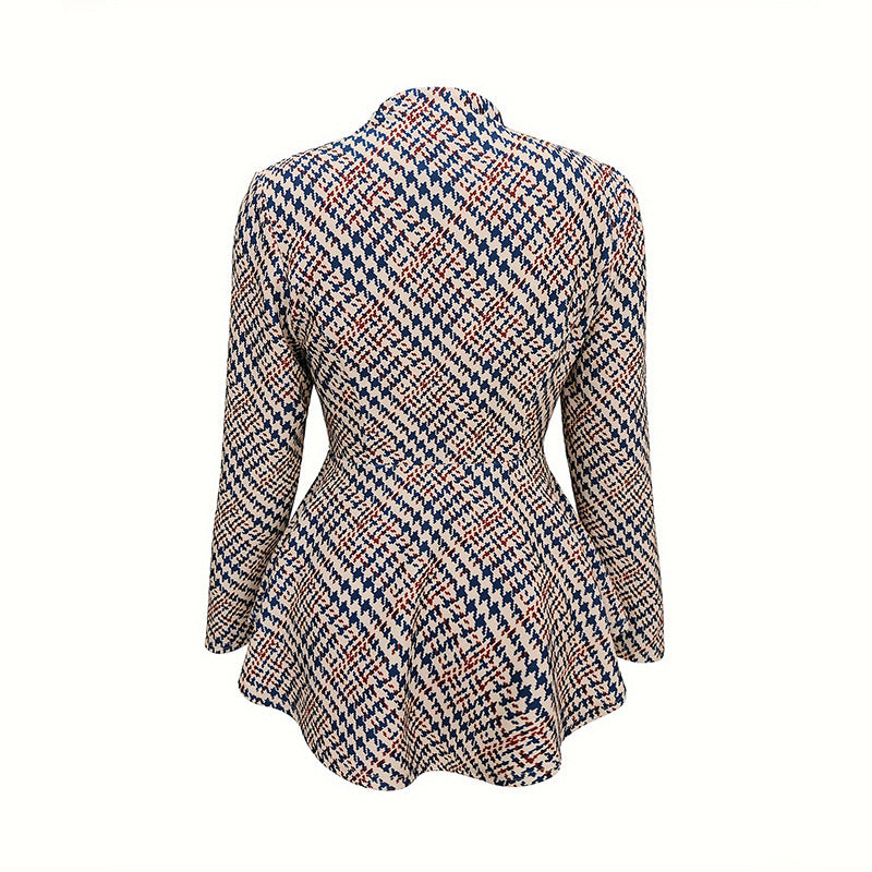 Printed Commute Style Long Sleeve Lapel Suit Elegant Irregular Loose-fitting Coat Top