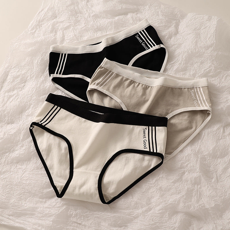 Women's Cotton Mid Waist Traceless Sexy Underpants Girls Triangle Shorts
