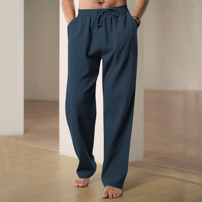 Simple Fashion Solid Color Casual Straight Pants Men