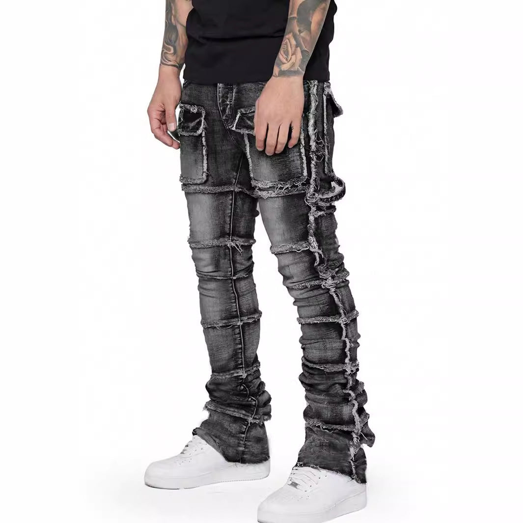Men's Denim Straight-leg Overalls European And American Fashion