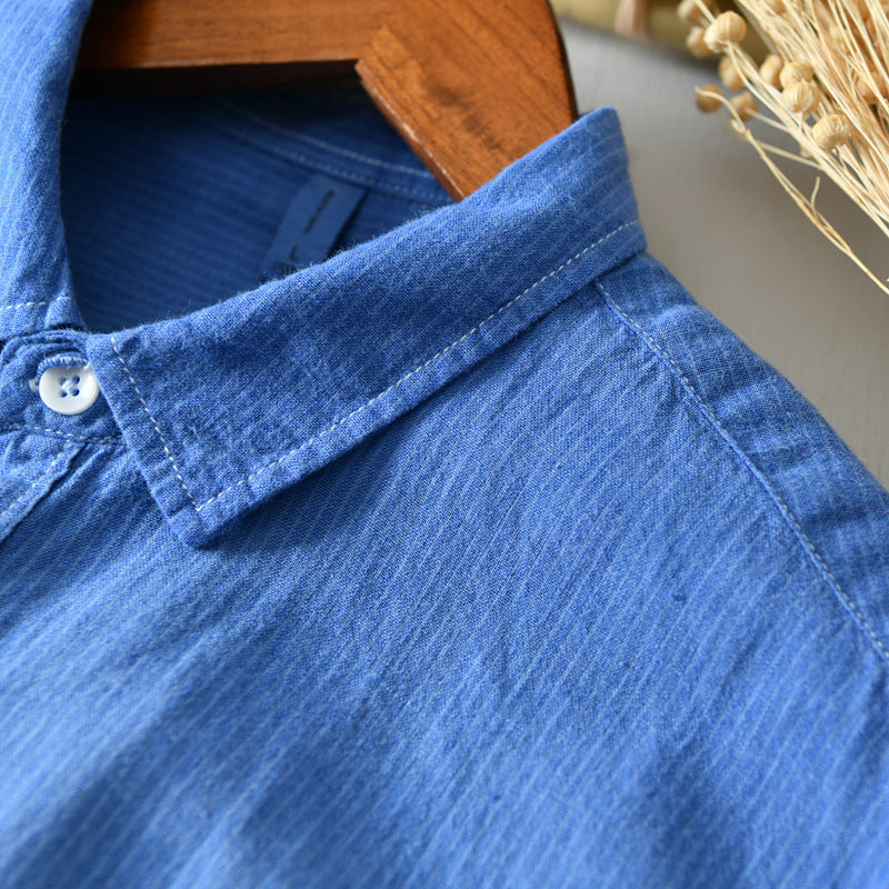 Versatile Men's Casual Striped Breathable Shirt