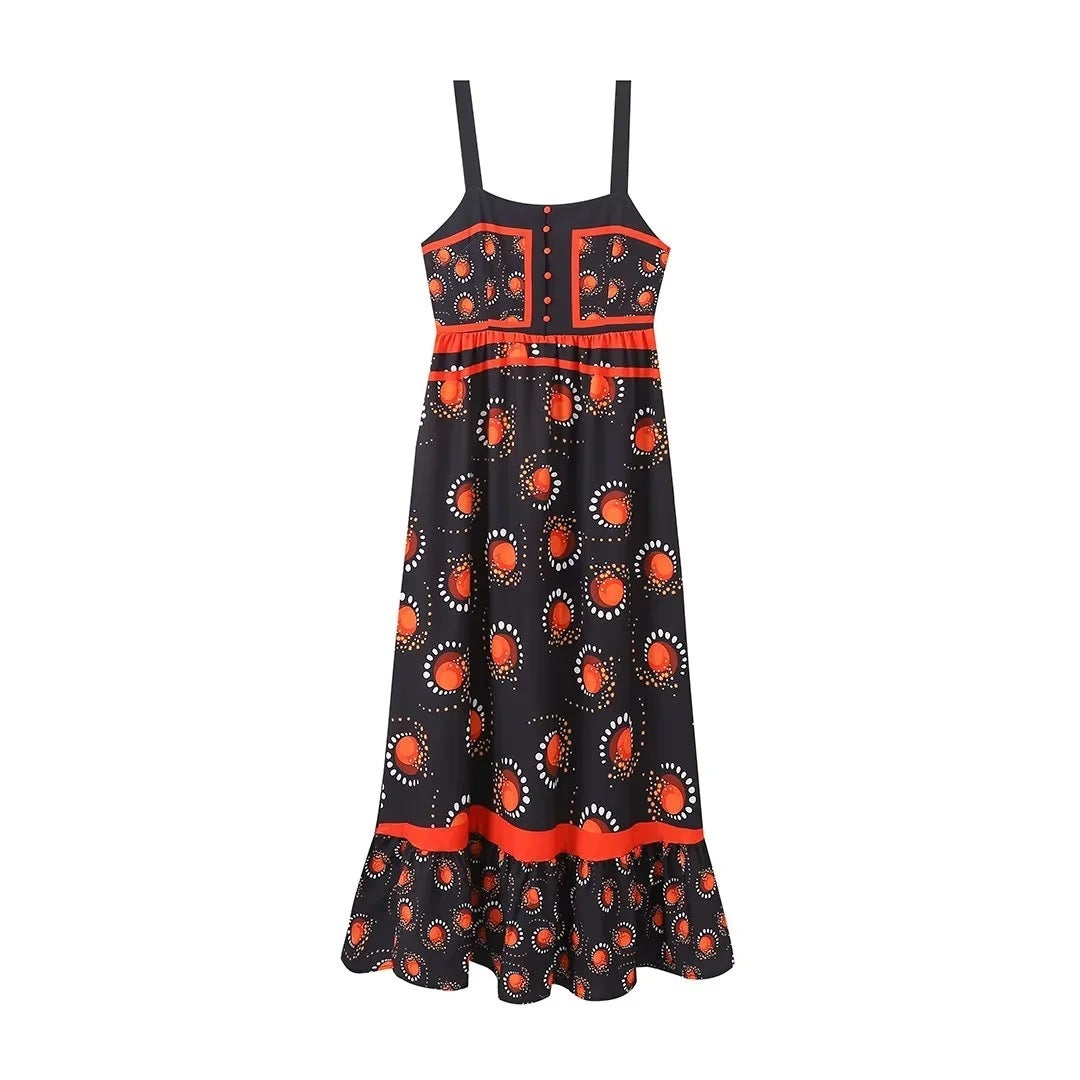 Women's Clothing Positioning Printing Slip Dress