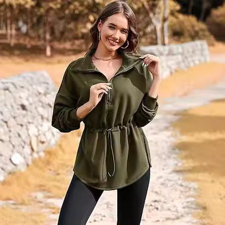 Women's Super Plus Size Sweatshirt Half Zipper Drawstring