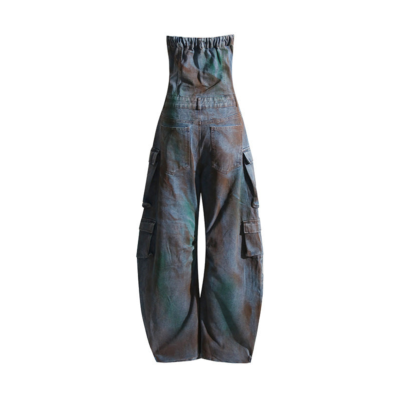 Fashion Spray Color Camouflage Tube Top One-piece Overalls European And American Hot Girl Jumpsuit