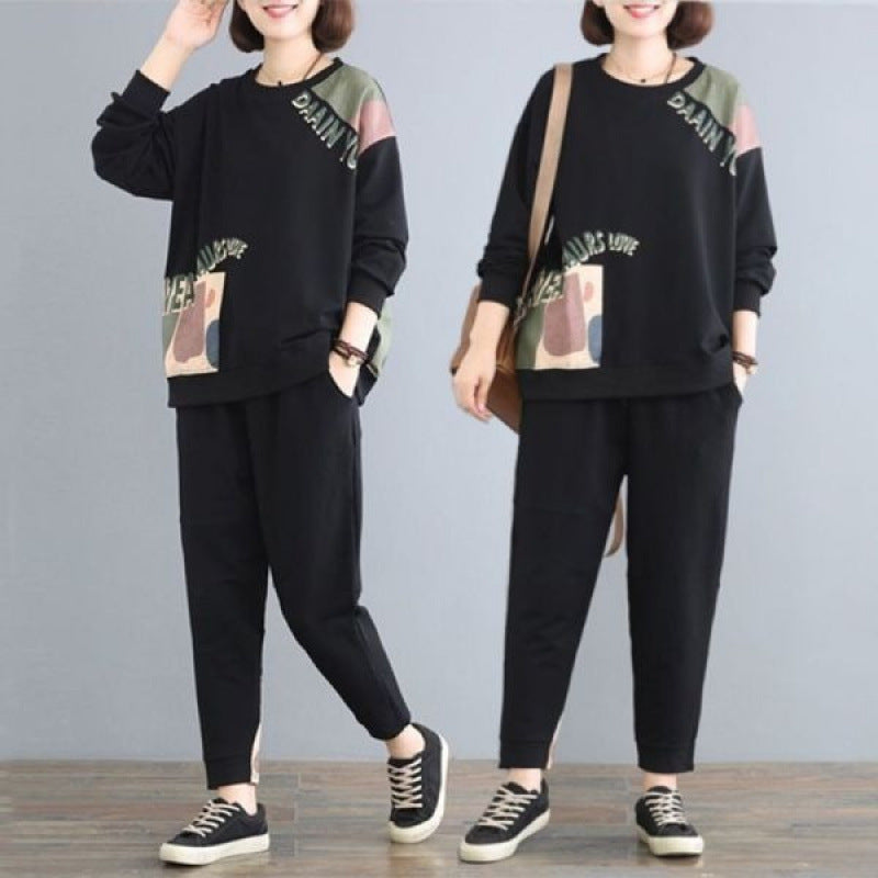 Leisure Sports Loose Long Sleeve Trousers Suit