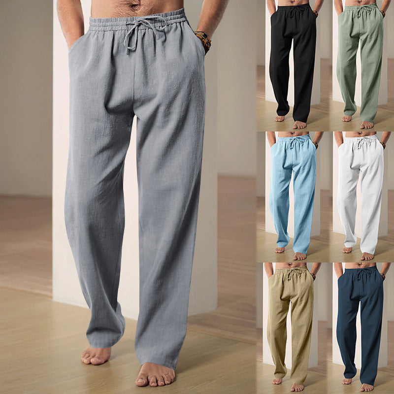 Simple Fashion Solid Color Casual Straight Pants Men