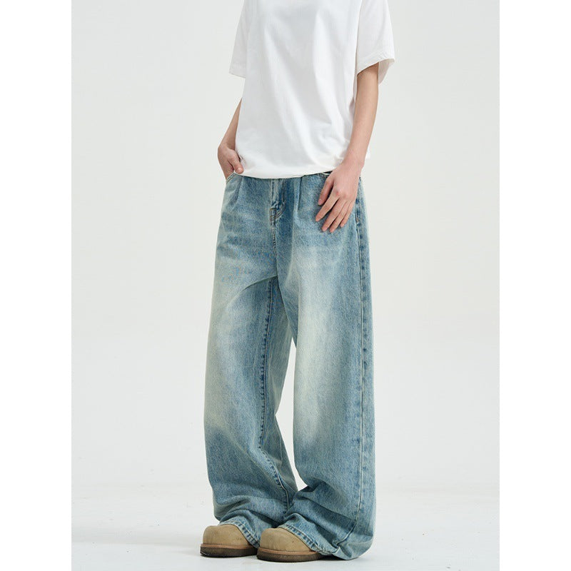 American Retro High Street Wide Leg Washed Jeans