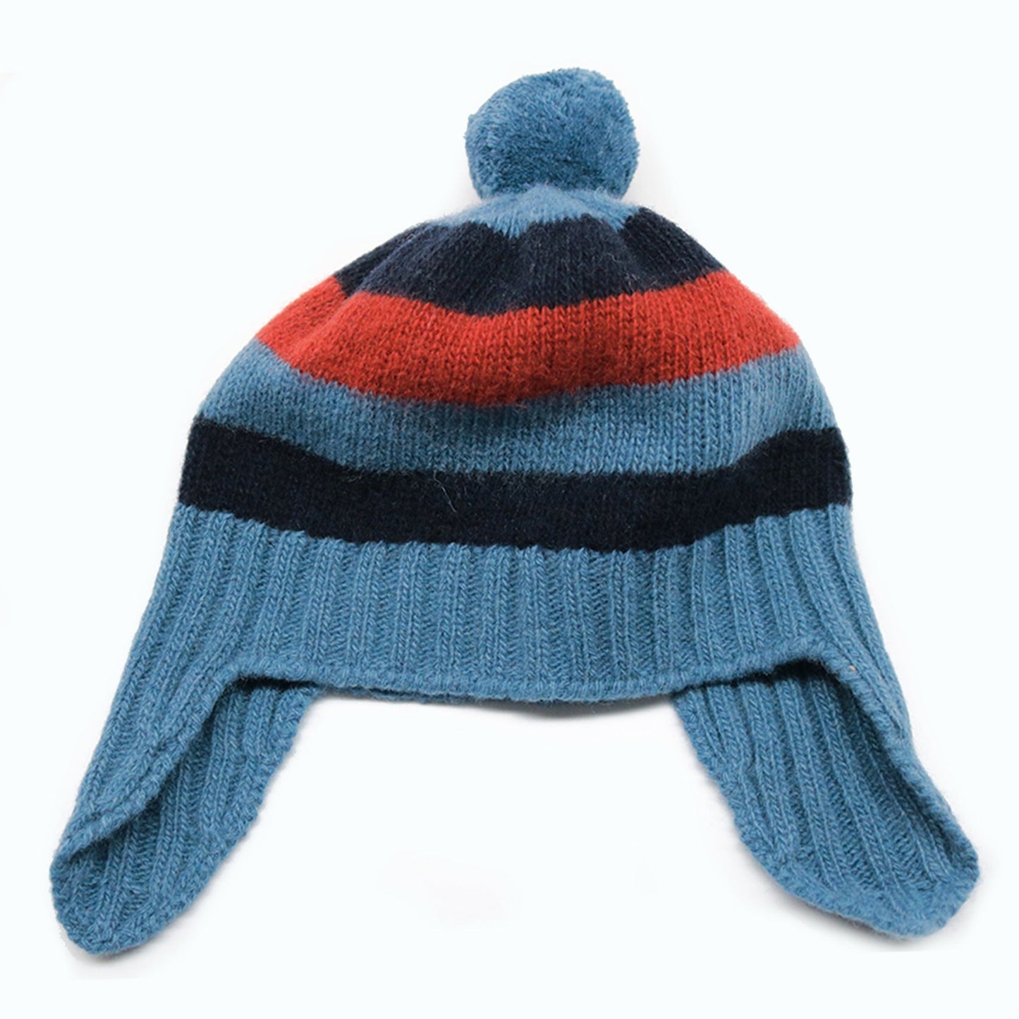 BABY STRIPED EARFLAP WITH POM POM-6