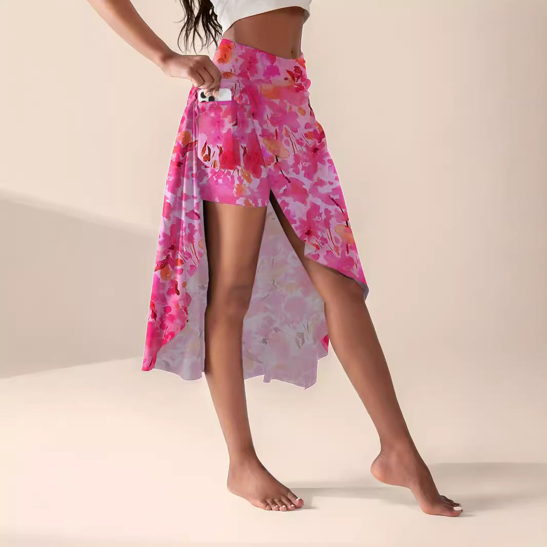 Split Pocket Inner Shorts Skirt New Flower Women's Clothing