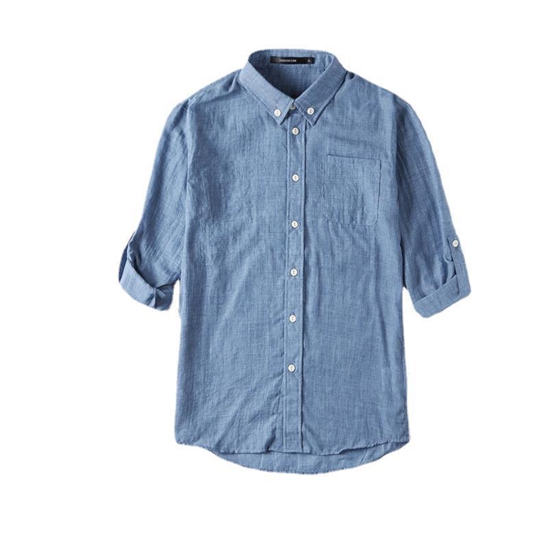 Linen Shirt Men's Long Sleeve Thin Casual Cotton Linen Shirt