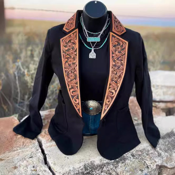 Women's Casual Versatile Printed Slim Fit Suit Jacket
