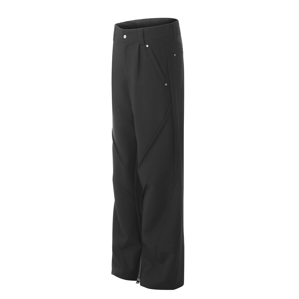Men's Loose Solid Color Leg Zipper Bootcut Trousers