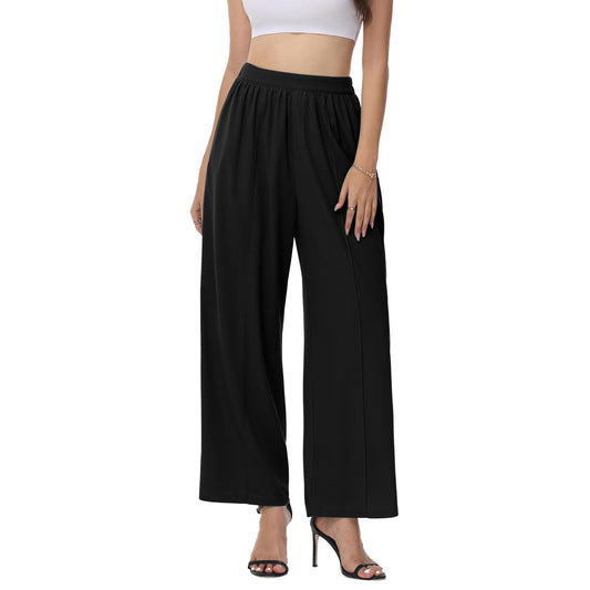 Women's Wide Leg Pants Waffle Knitted High Waist