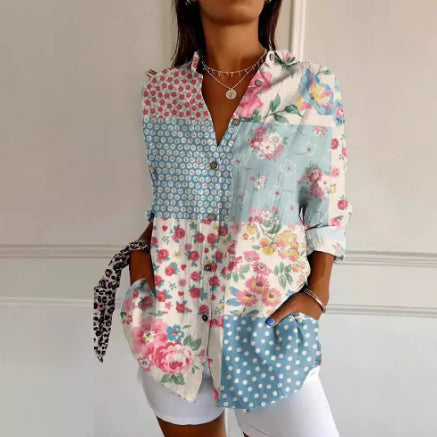 Women's Long Half Sleeve Floral Print Cardigan