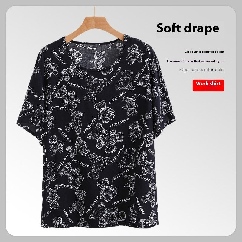 Men's Cotton Short Sleeve Artificial Cotton Plus Size Loose Top