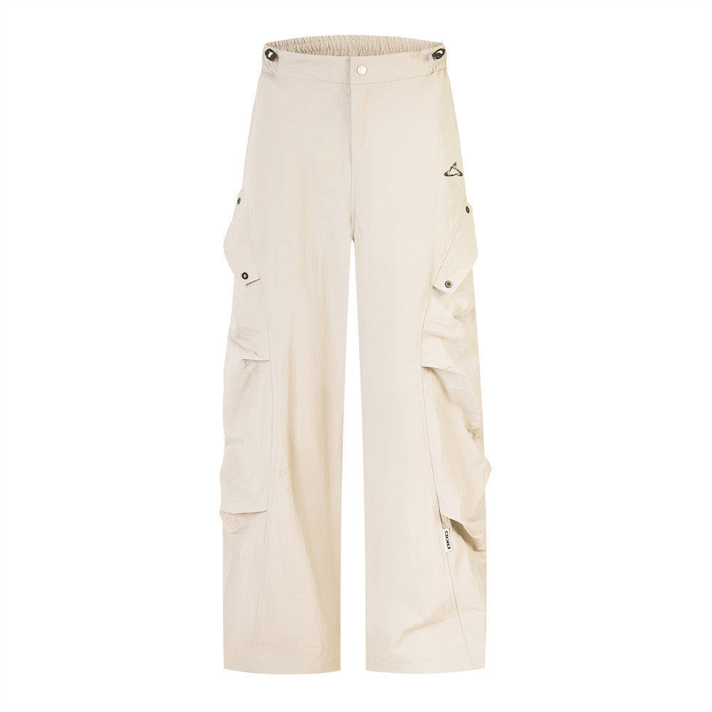 Vibe Style Design Side Fold Loose-fitting Wide-leg Trousers Men